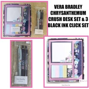 VERA BRADLEY CHRYSANTHEMUM CRUSH DESK SET & 3 BLACK INK CLICK SET